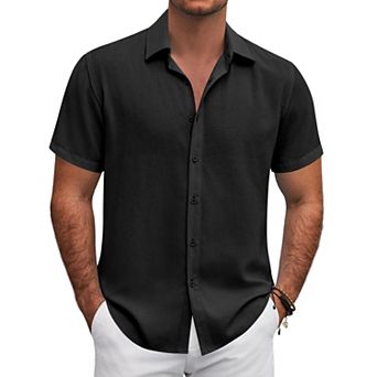 COOFANDY Mens Short Sleeve Button Down Shirt Lightweight Casual Shirts for Vacation Shirts