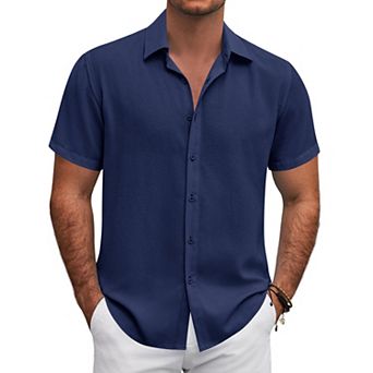 COOFANDY Mens Short Sleeve Button Down Shirt Lightweight Casual Shirts for Vacation Shirts