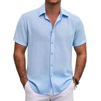 COOFANDY Mens Short Sleeve Button Down Shirt Lightweight Casual Shirts for Vacation Shirts