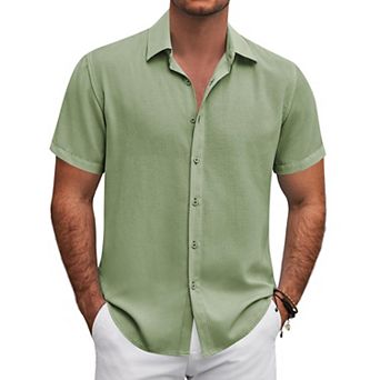COOFANDY Mens Short Sleeve Button Down Shirt Lightweight Casual Shirts for Vacation Shirts