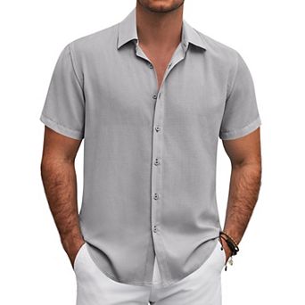 COOFANDY Mens Short Sleeve Button Down Shirt Lightweight Casual Shirts for Vacation Shirts