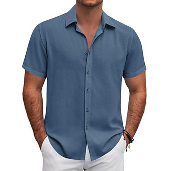 COOFANDY Mens Short Sleeve Button Down Shirt Lightweight Casual Shirts for Vacation Shirts