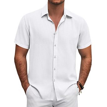 COOFANDY Mens Short Sleeve Button Down Shirt Lightweight Casual Shirts for Vacation Shirts