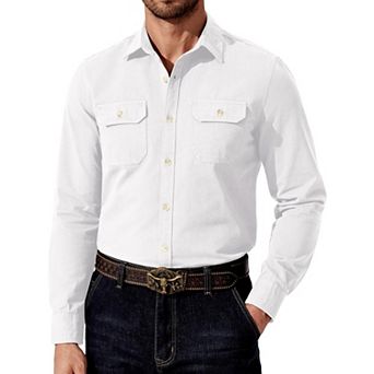 COOFANDY Western Shirts for Men Long Sleeve Cowboy Costume Hippie Shirt with Dual Shirt