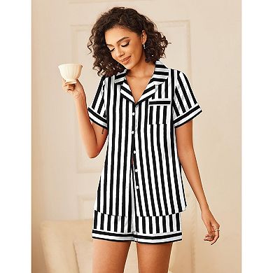 Ekouaer Womens Pajamas Sets Short Sleeve Sleepwear Button Down Top and Shorts Pjs