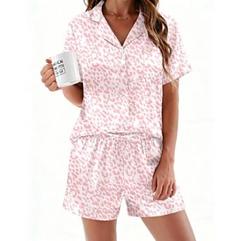 Ekouaer Womens Pajamas Sets Short Sleeve Sleepwear Button Down Top and Shorts Pjs