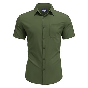COOFANDY Men' Short Sleeve Button Down Shirt Wrinkle Free Stretch Business Casual Dress Shirt