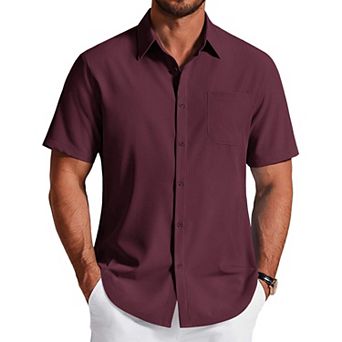 COOFANDY Men' Short Sleeve Button Down Shirt Wrinkle Free Stretch Business Casual Dress Shirt