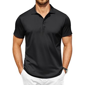 COOFANDY Men' Short Sleeve Polo Shirt Quick Drying Workout Shirts Moisture Wicking Golf Tee Shirts
