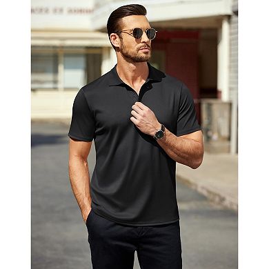 COOFANDY Men' Short Sleeve Polo Shirt Quick Drying Workout Shirts Moisture Wicking Golf Tee Shirts