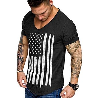COOFANDY Mens Muscle V Neck T Shirt Fitted Gym Workout Short Sleeve Bodybuilding Tee
