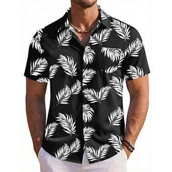 COOFANDY Shirts for Men Short Sleeve Hawaiian Shirt Casual Button Up Shirt Beach Shirts for