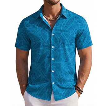 COOFANDY Mens Shirts for Men Short Sleeve Hawaiian Shirt Casual Button Up Shirt Beach Shirts
