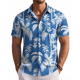 COOFANDY Shirts for Men Short Sleeve Hawaiian Shirt Casual Button Up Shirt Beach Shirts for