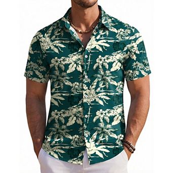 COOFANDY Mens Shirts for Men Short Sleeve Hawaiian Shirt Casual Button Up Shirt Beach Shirts