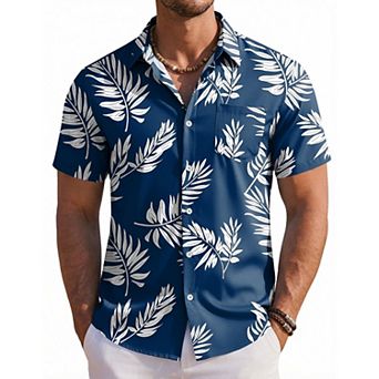 COOFANDY Shirts for Men Short Sleeve Hawaiian Shirt Casual Button Up Shirt Beach Shirts for