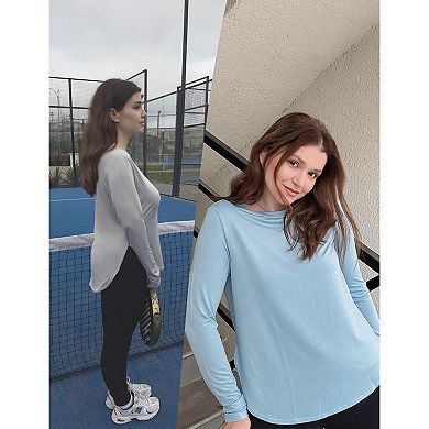 Pinspark Women's 2 Pack Long Sleeve UV Protection Active Tops with Thumb Holes