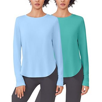 PINSPARK Women's 2 Pack Long Sleeve UV Protection Active Tops with Thumb Holes