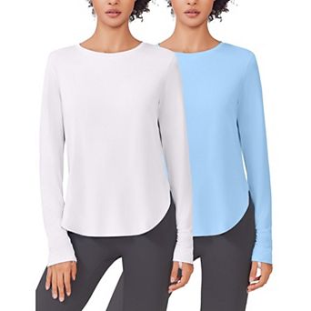 Pinspark Women's 2 Pack Long Sleeve UV Protection Active Tops with Thumb Holes