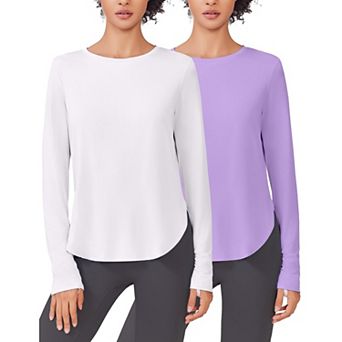 Pinspark Women's 2 Pack Long Sleeve UV Protection Active Tops with Thumb Holes