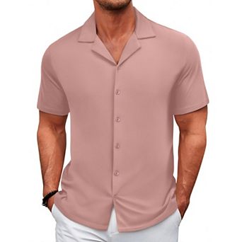 COOFANDY Mens Shirt Short Sleeve Button Up Wrinkle Free Shirt Untucked Shirt