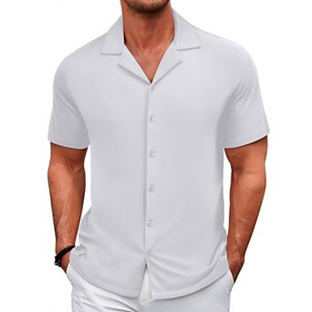 COOFANDY Mens Shirt Short Sleeve Button Up Wrinkle Free Shirt Untucked Shirt