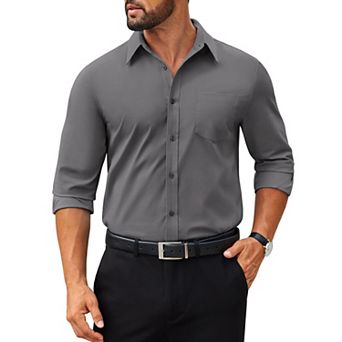 COOFANDY Mens Poplin Dress Shirts Long Sleeve Formal Business Shirt Casual Button Down Shirts