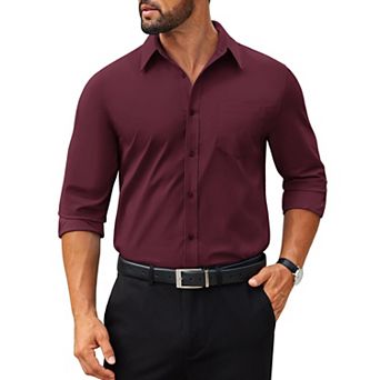 COOFANDY Mens Poplin Dress Shirts Long Sleeve Formal Business Shirt Casual Button Down Shirts
