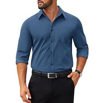 COOFANDY Mens Poplin Dress Shirts Long Sleeve Formal Business Shirt Casual Button Down Shirts