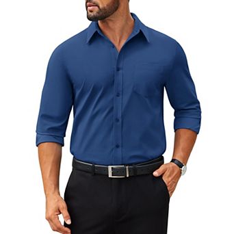 COOFANDY Mens Poplin Dress Shirts Long Sleeve Formal Business Shirt Casual Button Down Shirts