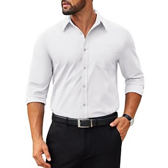COOFANDY Mens Poplin Dress Shirts Long Sleeve Formal Business Shirt Casual Button Down Shirts