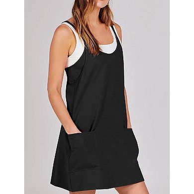 Women Sleeveless Straps Romper Casual Overalls with Side Pockets