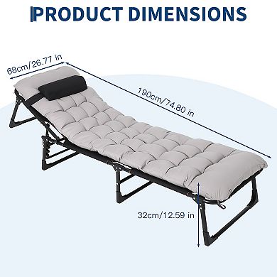 Danolapsi Portable Camping Cot for Adults with Headrest & Thick Removable Mattress, 400Lbs Capacity