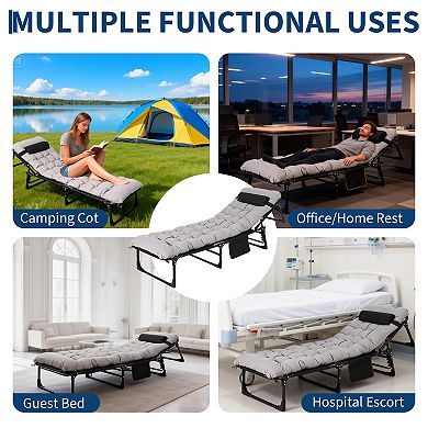 Danolapsi Portable Camping Cot for Adults with Headrest & Thick Removable Mattress, 400Lbs Capacity