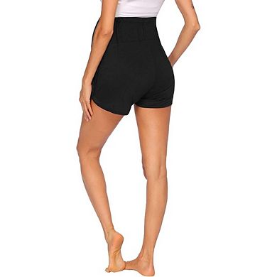 Women's Maternity Shorts Adjustable Waistband Over Belly Pregnancy Lounge Workout with Pockets
