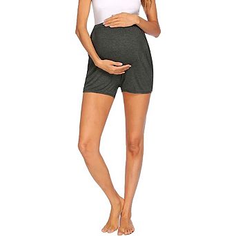 Women's Maternity Shorts Adjustable Waistband Over Belly Pregnancy Lounge Workout with Pockets