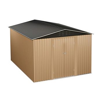 Danolapsi Utility Tool Storage Shed, Galvanized Steel Garden Shed with Lockable Doors & Ventilation