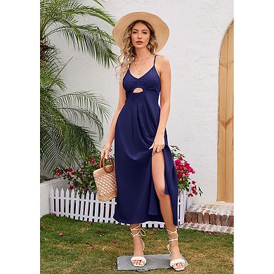 Women Spaghetti Strap Cutout A-Line Casual Beach Vacation Dress