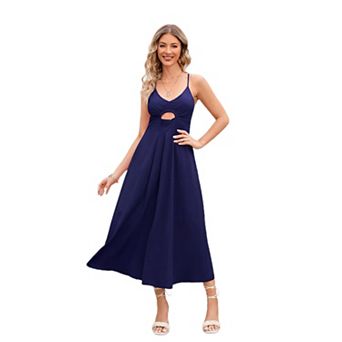 Women Spaghetti Strap Cutout A-Line Casual Beach Vacation Dress