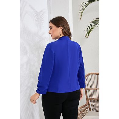 Women Plus Size 3/4 Sleeve Casual Work Blazer Open Front Jacket