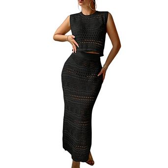 Women's Crochet Swimsuit Bikini Beach Swimwear Cover Ups Set