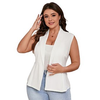 Women Sleeveless Blazer Button Front Lightweight Casual Work Office Vest