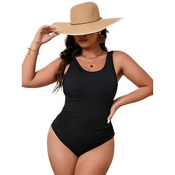 Women's Plus Size One Piece Swimsuits Ruched Vintage Bathing Suits Modest Swimwear