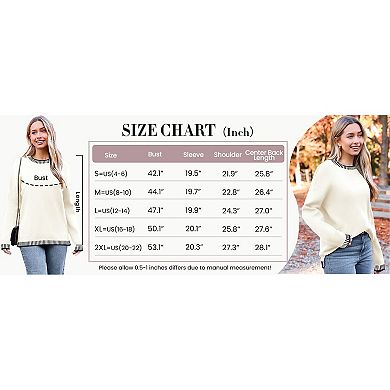 Zeagoo Womens Crewneck Pullover Sweater Long Sleeve Knit Side Slit Fall Winter Sweater Tops