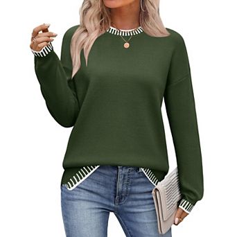 Zeagoo Womens Crewneck Pullover Sweater Long Sleeve Knit Side Slit Fall Winter Sweater Tops