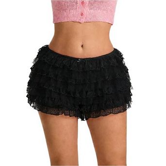 Women's Y2K Ruffle Lace Shorts Low Rise Multi Layered Frilly Trim Pettipants Cute Sweet Hot Pants