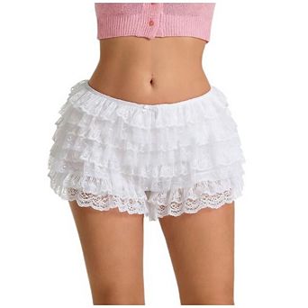 Women's Y2K Ruffle Lace Shorts Low Rise Multi Layered Frilly Trim Pettipants Cute Sweet Hot Pants