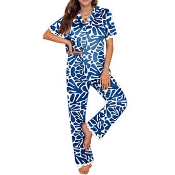 Ekouaer Womens Pajamas Set Button Down 2 pc Pjs Short Sleeve Long Pants Sleepwear