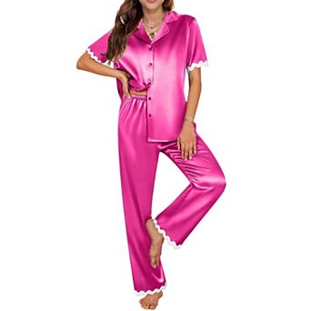 Ekouaer Womens Pajamas Set Button Down 2 pc Pjs Short Sleeve Long Pants Sleepwear