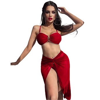 Women's Ruched Bikini Sets U-Wire Linked Swimsuit Swim Bathing Suit